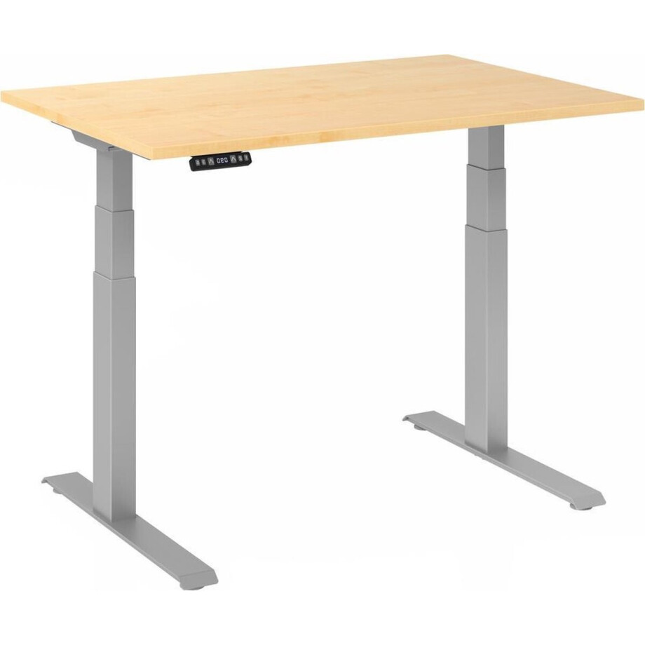 Bureau XDKB elektrisch in hoogte verstelbaar 120 x 80 esdoorn - Zilver afbeelding 1