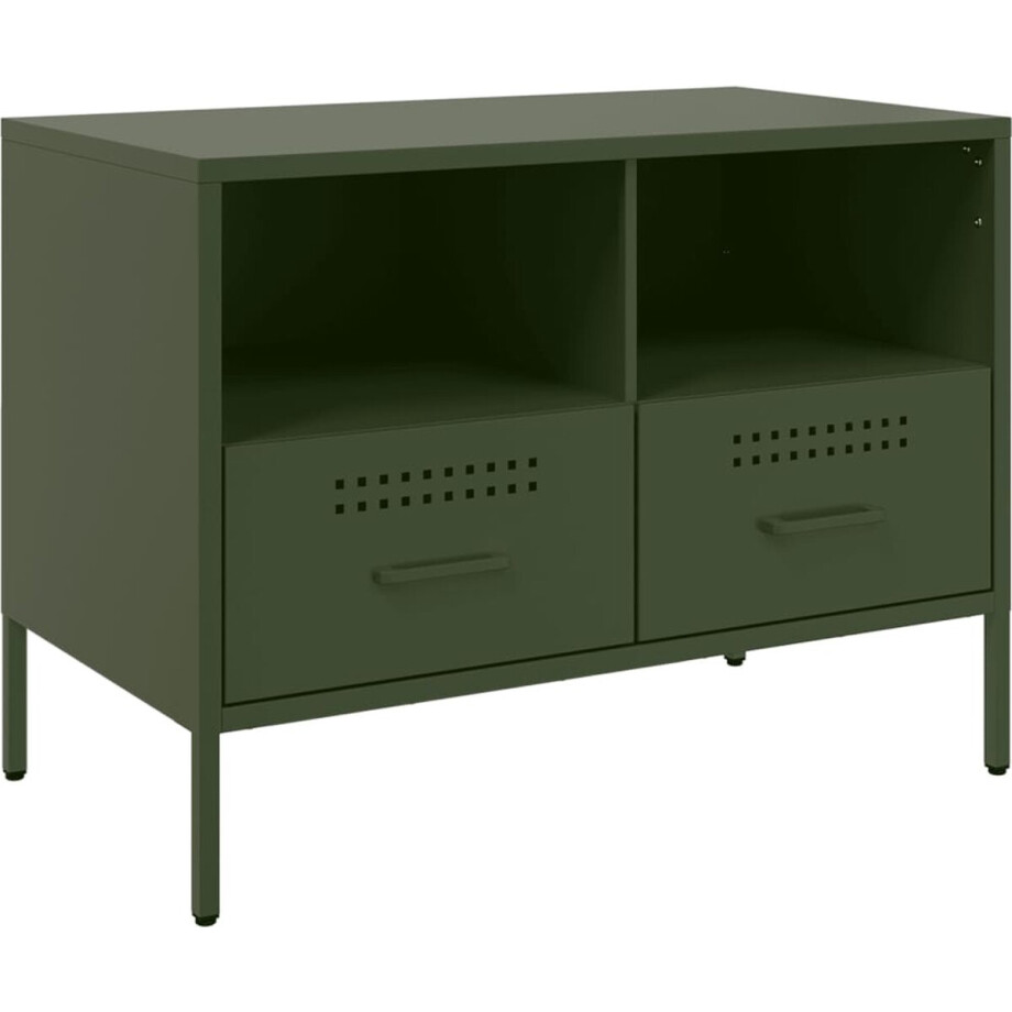 vidaXL - Tv-meubel - 68x39x50,5 - cm - staal - olijfgroen afbeelding 1