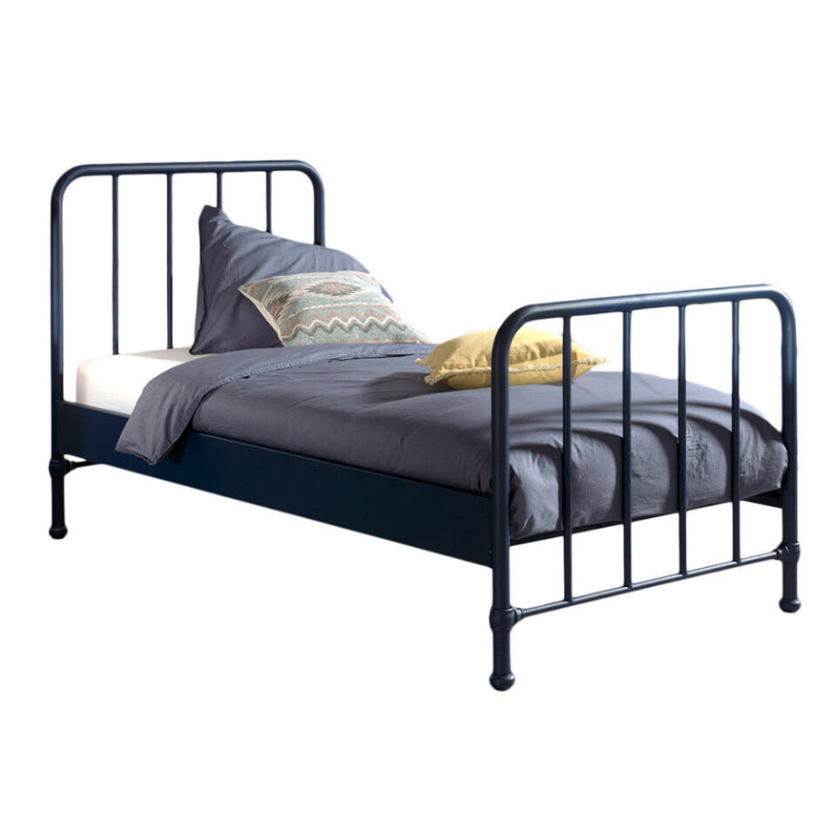 Leen Bakker - Vipack Bed Bronxx - Denim - 90x200 Cm - Metaal - Blauw - 208x98.5x110 Cm afbeelding 1