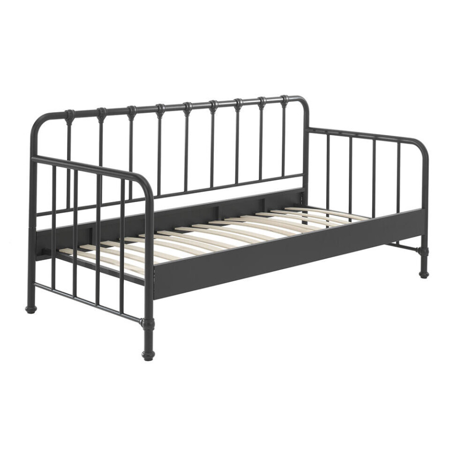 Leen Bakker - Vipack Bedbank Bronxx - 90x200 Cm - Metaal - Zwart - 208x98.5x110 Cm afbeelding 1