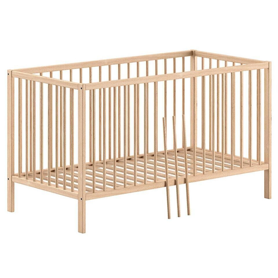 Leen Bakker - Peuterbed Dino 70x140cm - Verstelbaar - Dennen - Hout - Bruin afbeelding 1