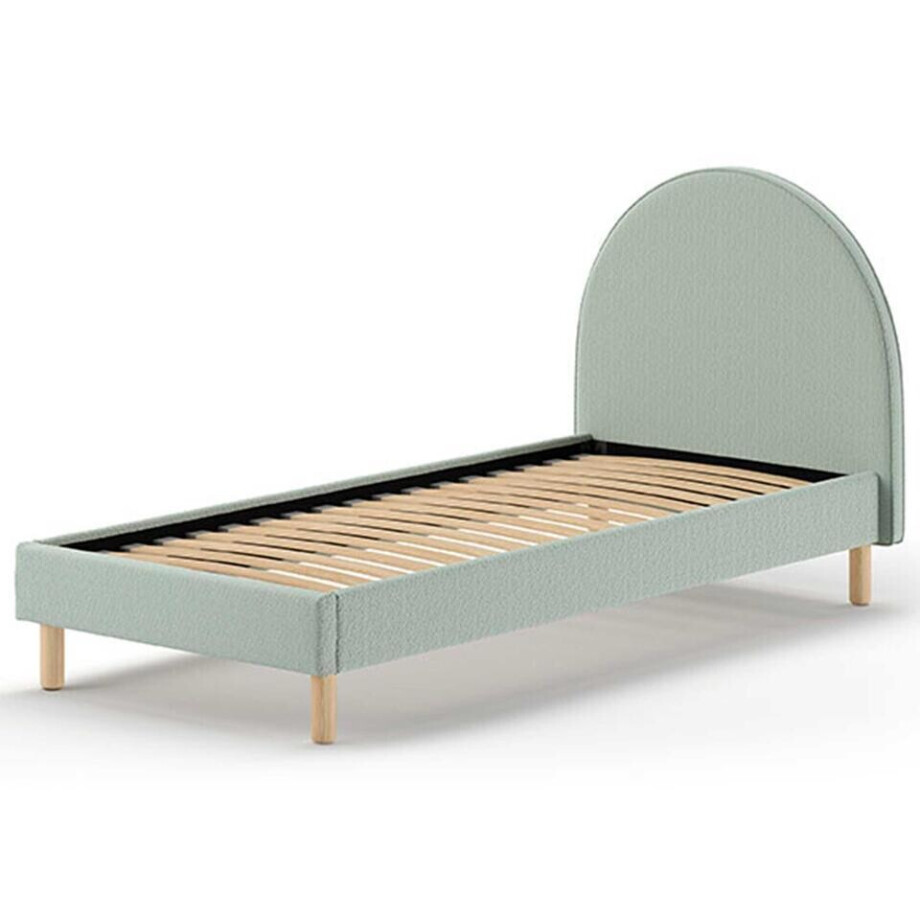Leen Bakker - Eenpersoonsbed Maeva - 212x97x107 Cm - E Bouclé Stof - Textiel - Groen Leen Bakker - Eenpersoonsbed Maeva - 212x97x107 Cm - E Bouclé Stof - Textiel - Groen afbeelding 1