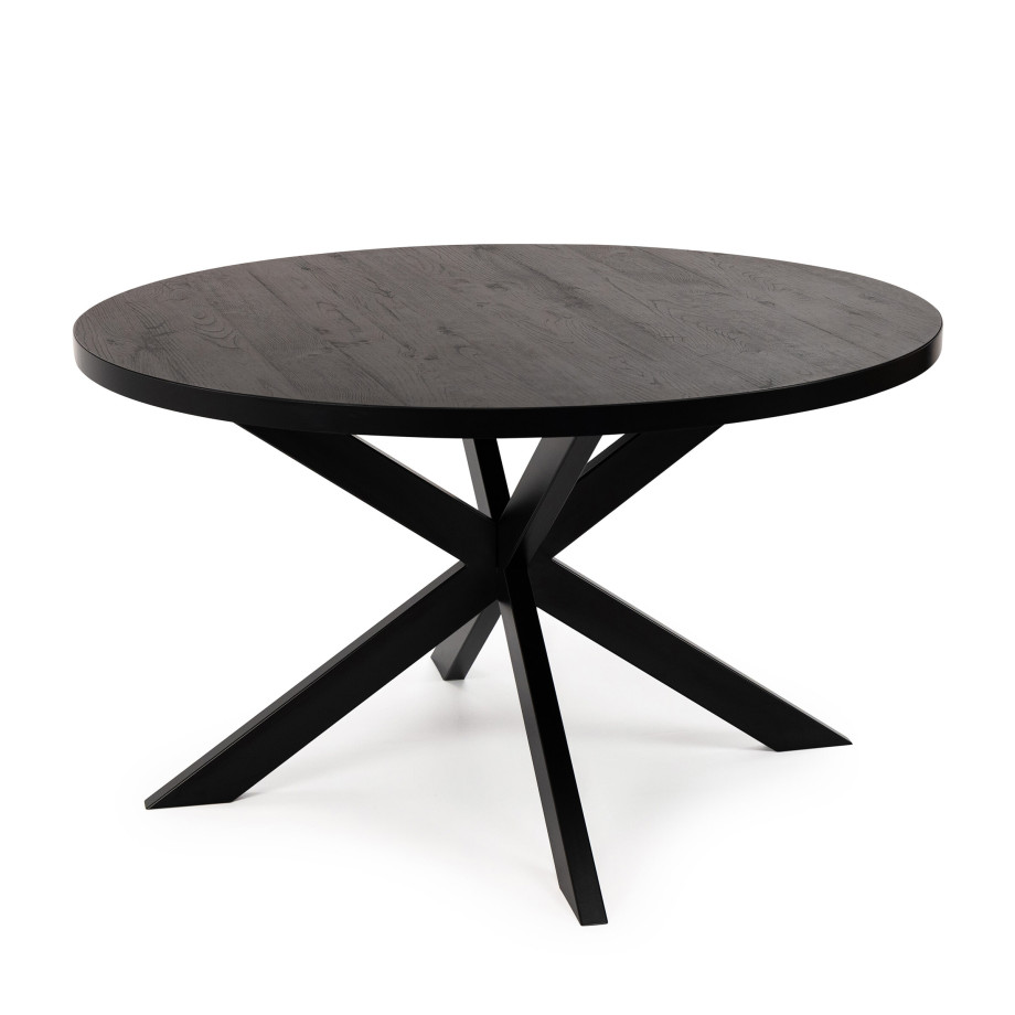 Stalux Ronde Eettafel 'Daan' 148cm, kleur zwart / zwart eiken afbeelding 