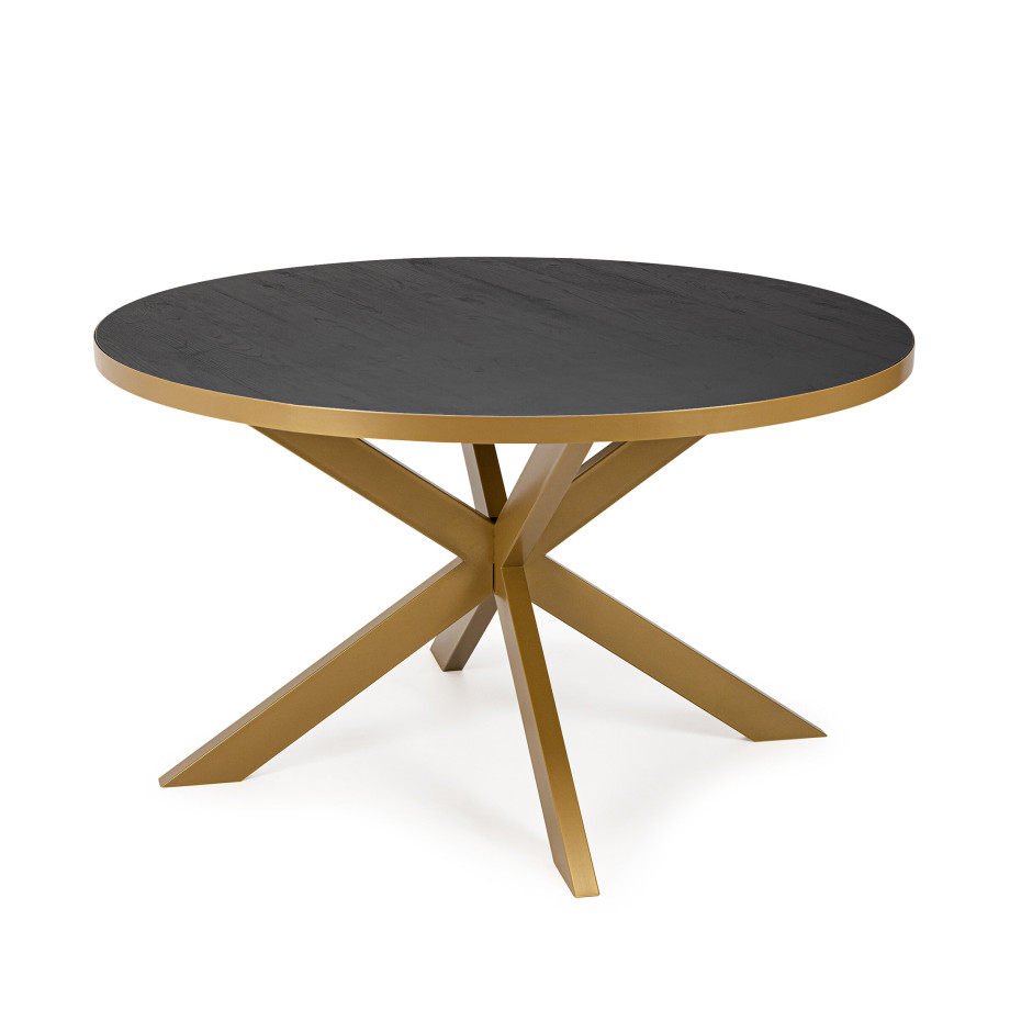 Stalux Ronde Eettafel 'Daan' 135cm, kleur goud / zwart eiken afbeelding 