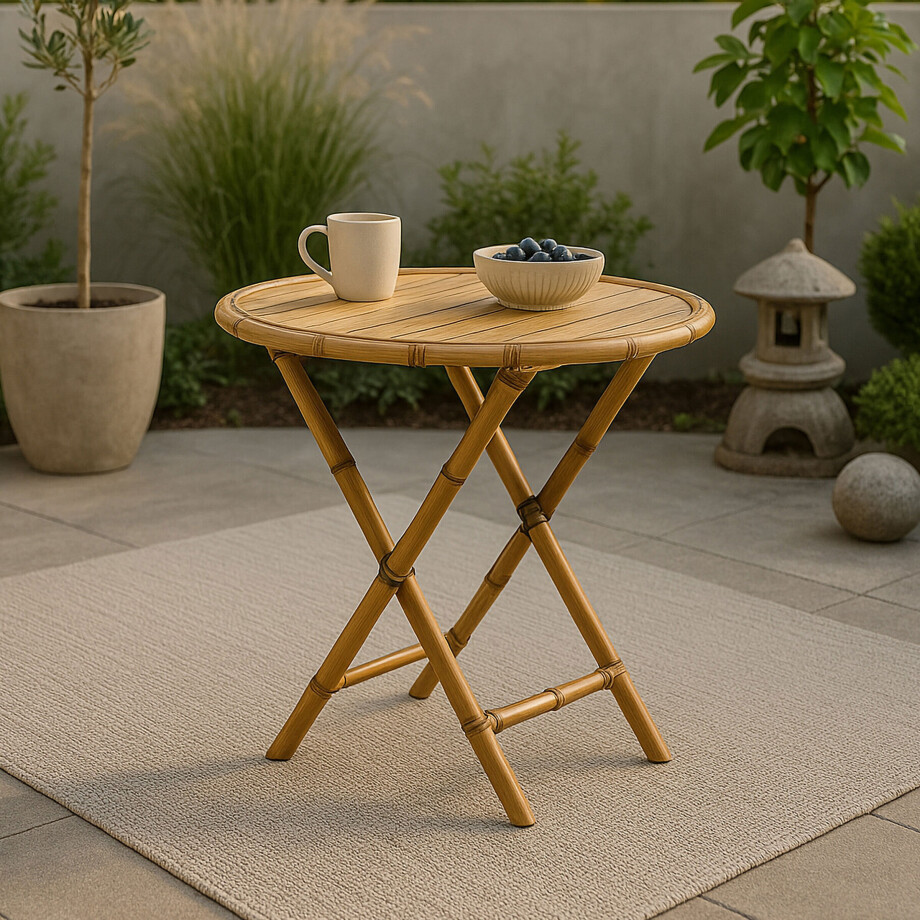 Nohr Ronde Bistrotafel 'Zev' Bamboe, 80cm afbeelding 1