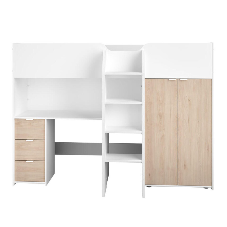 Leen Bakker - Halfhoogslaper Tristan - /eiken - 90x200 Cm - Spaanplaat - Wit afbeelding 1