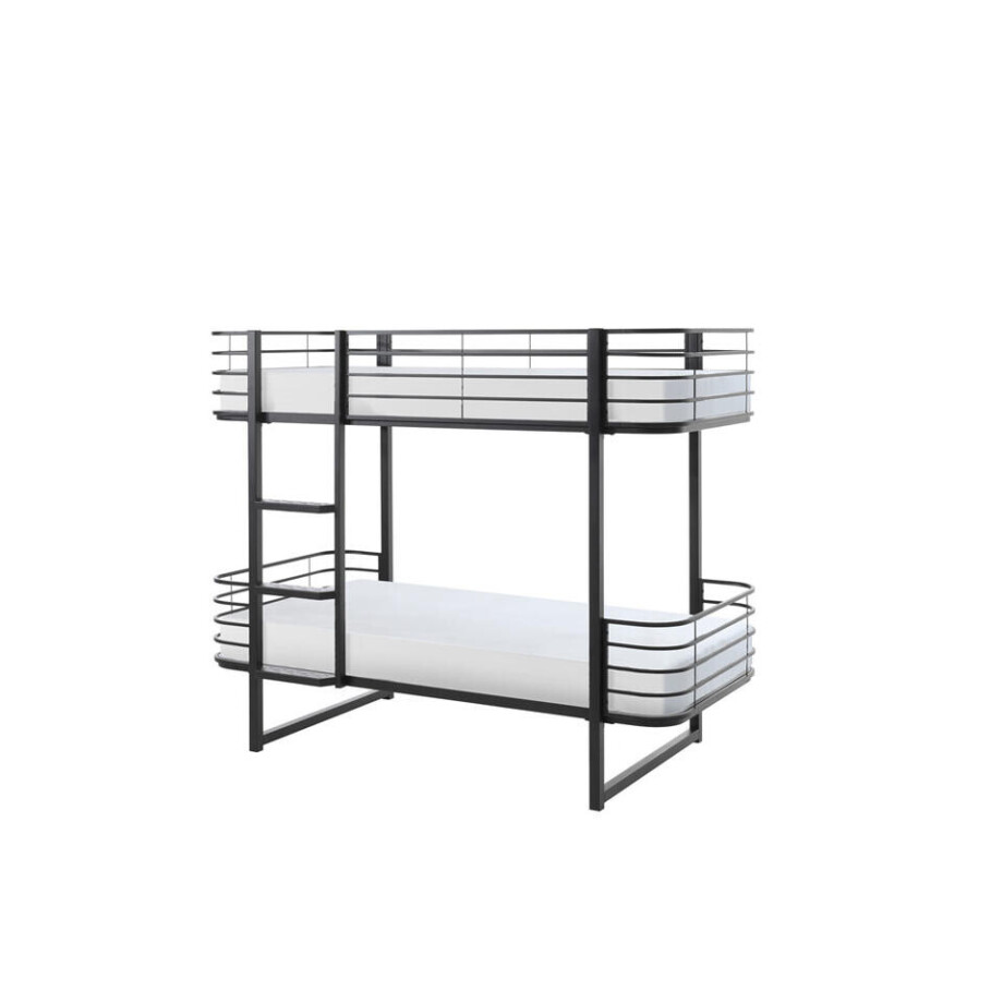 Leen Bakker - Vipack Stapelbed Oscar - 166x104x205 Cm - Metaal - Zwart Leen Bakker - Vipack Stapelbed Oscar - 166x104x205 Cm - Metaal - Zwart afbeelding 1