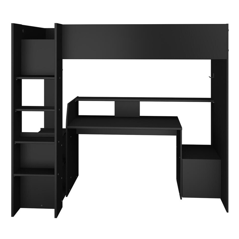 Leen Bakker - Hoogslaper Levi - 90x200 Cm - Spaanplaat - Zwart Leen Bakker - Hoogslaper Levi - 90x200 Cm - Spaanplaat - Zwart afbeelding 1