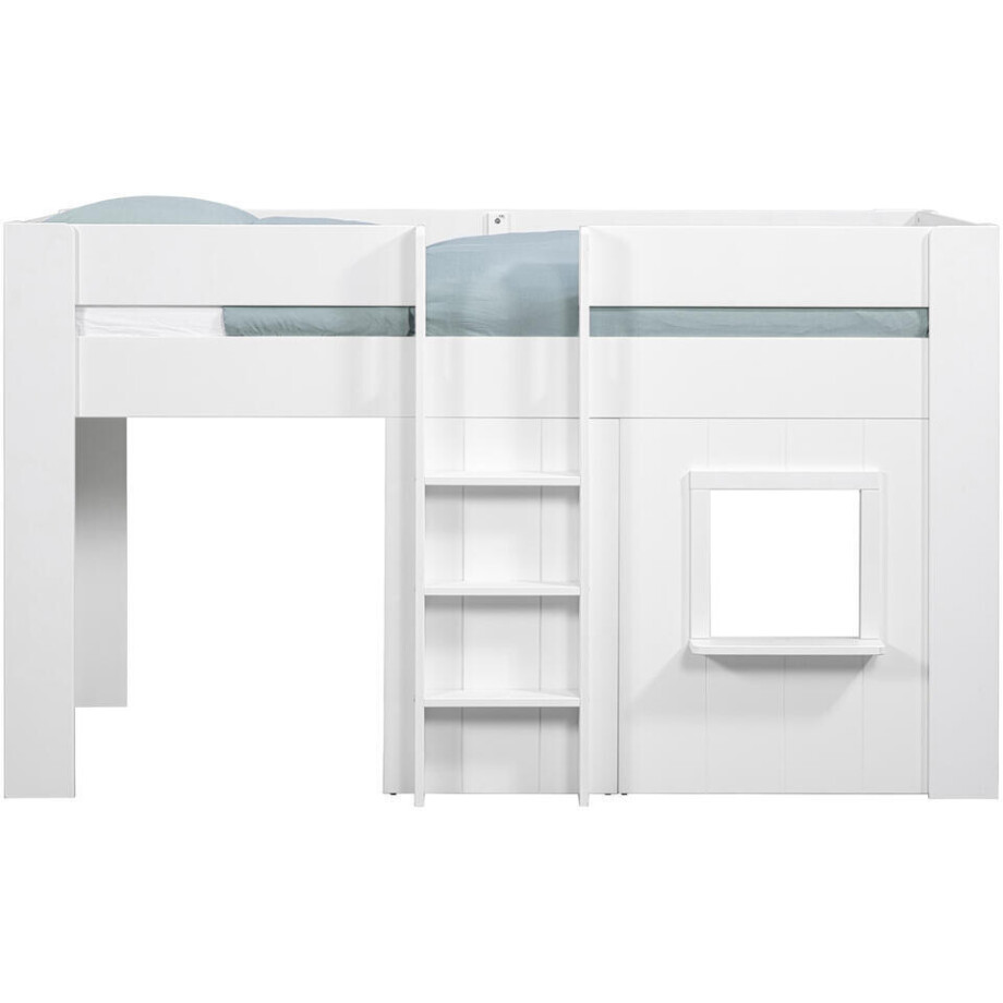 Leen Bakker - Halfhoogslaper Reno Met Speelhuisje - 206x104x120 Cm - MDF - Wit - 103.4x206x120.1 Cm afbeelding 1