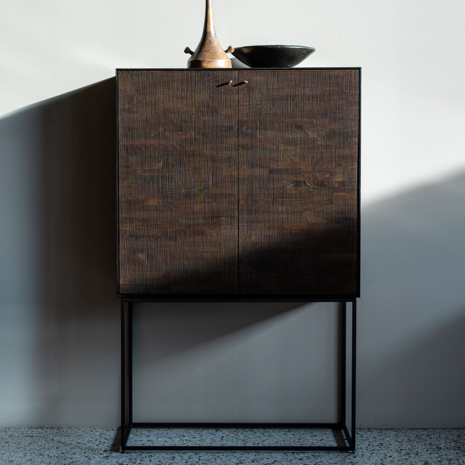 Ethnicraft Opbergkast 'Grooves' Gevernist Teakhout, 162 x 102cm afbeelding 1