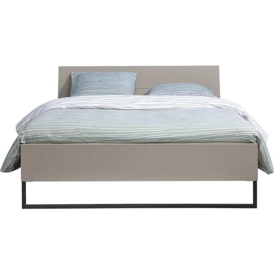 Leen Bakker - Bed Dex - Kiezel - 180x200 Cm - Metaal/Spaanplaat - Taupe#Grijs afbeelding 1