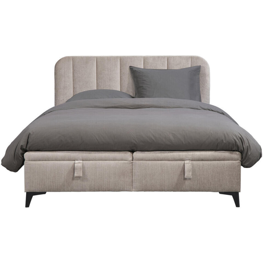 Leen Bakker - Bed Lizz Met Opbergruimte - Kiezel - 160x200 Cm - Stof - Taupe#Beige - 210x161x110 Cm afbeelding 1