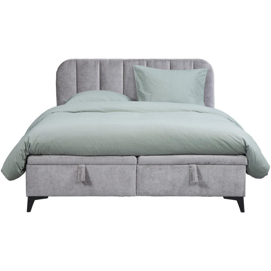 Leen Bakker - Bed Lizz Met Opbergruimte - 160x200 Cm - Stof - Grijs - 210x161x110 Cm afbeelding 1