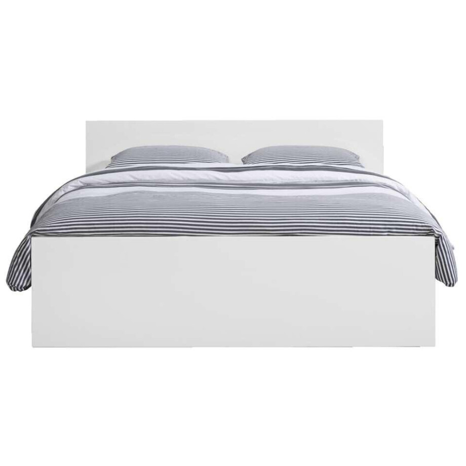 Leen Bakker - Bed Naia - Hoogglans - 160x200 Cm - Spaanplaat - Wit Leen Bakker - Bed Naia - Hoogglans - 160x200 Cm - Spaanplaat - Wit afbeelding 1