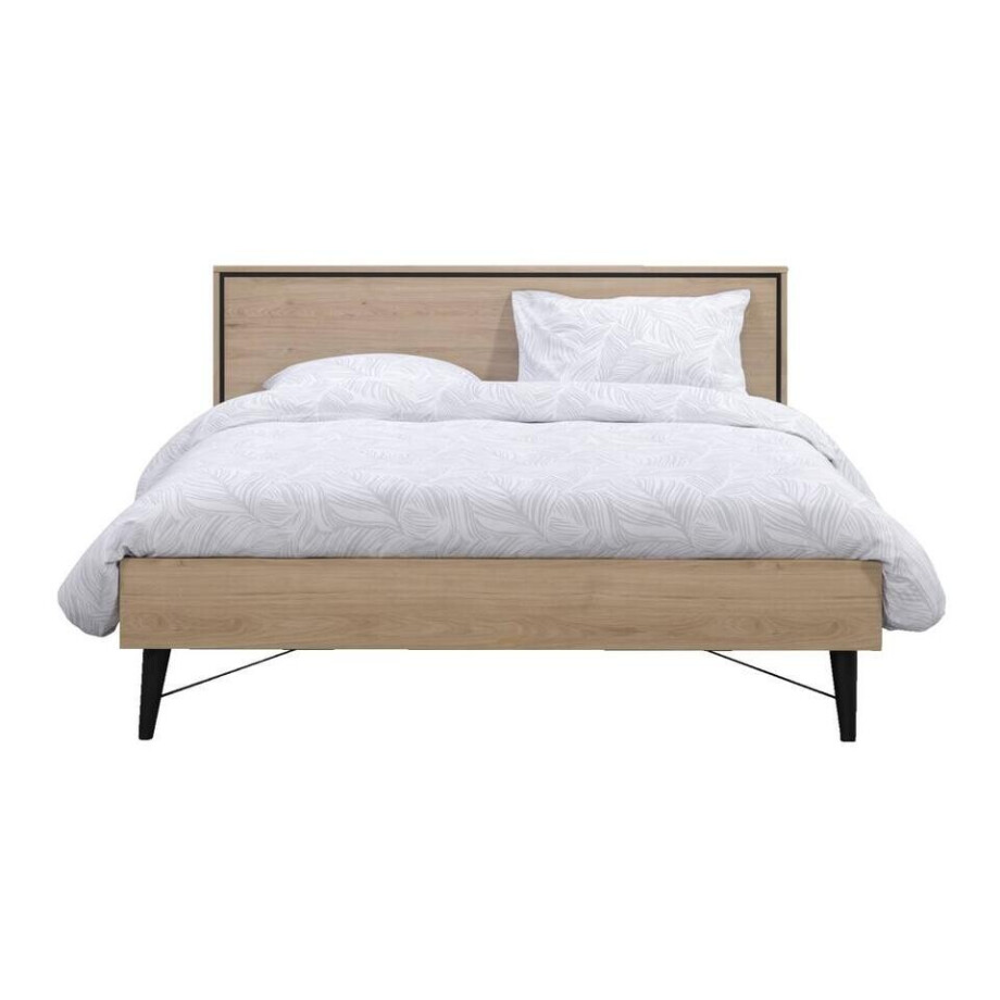 Leen Bakker - Bed Kansas - Eikenkleur - 180x200 Cm - Spaanplaat - Bruin afbeelding 1