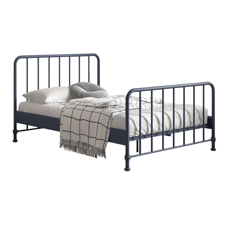 Leen Bakker - Vipack Bed Bronxx - Denim - 140x200 Cm - Metaal - Blauw - 208x146.5x110 Cm afbeelding 1