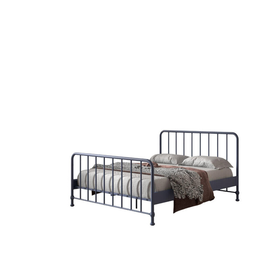 Leen Bakker - Vipack Bed Bronxx - Denim - 160x200 Cm - Metaal - Blauw - 208x166.5x110 Cm afbeelding 1