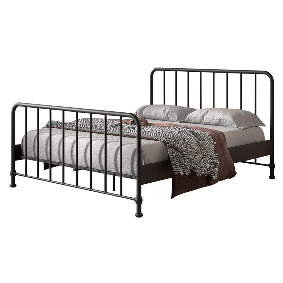 Leen Bakker - Vipack Bed Bronxx - 160x200 Cm - Metaal - Zwart - 208x166.5x110 Cm afbeelding 1