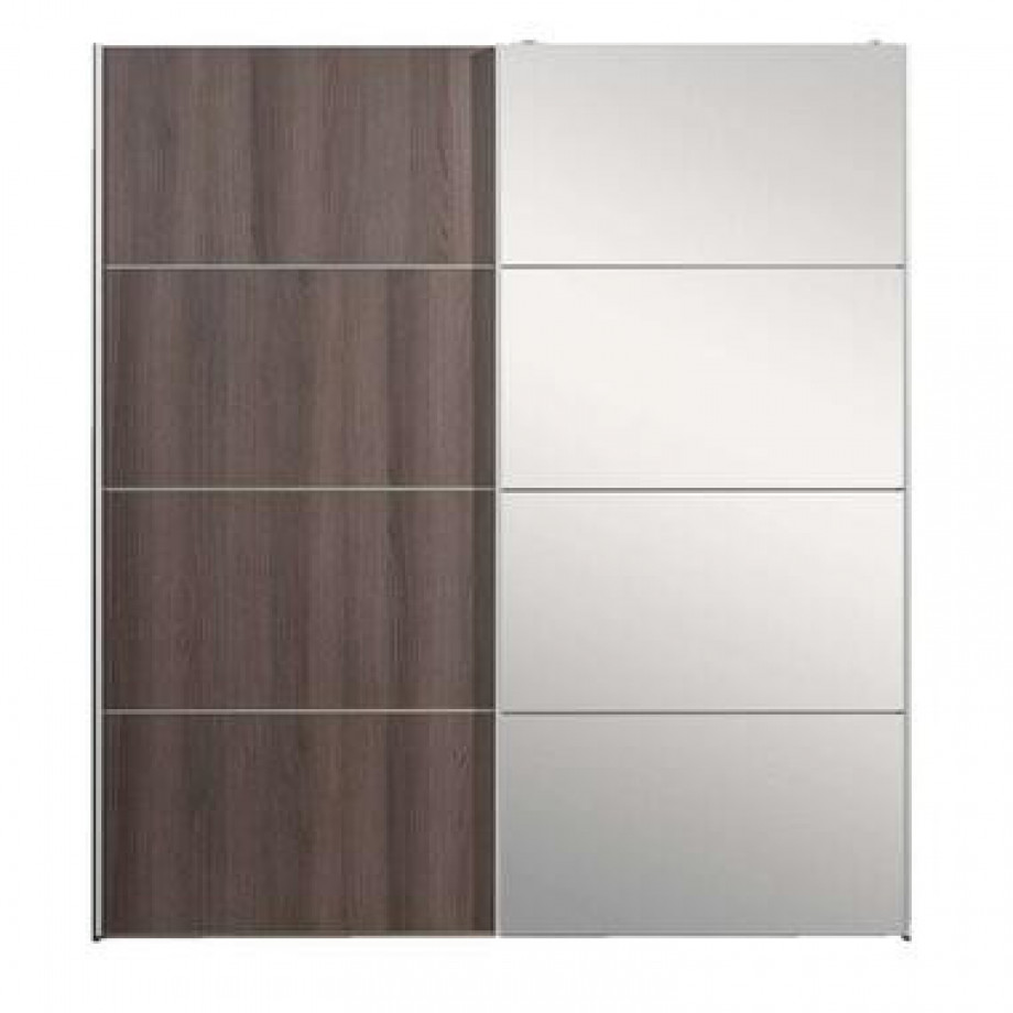 Schuifdeurkast Verona - grijs eiken/spiegel - 200x182x64 cm - Leen Bakker afbeelding 1