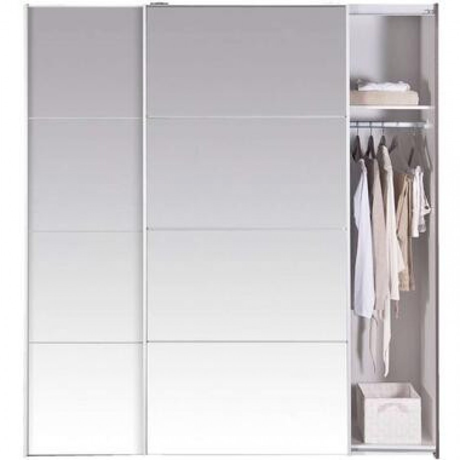 Schuifdeurkast Verona - grijs eiken/spiegel - 200x182x64 cm afbeelding 1