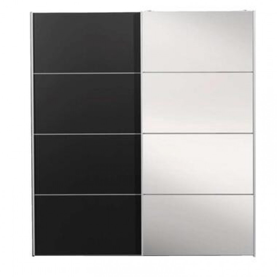 Schuifdeurkast Verona antraciet - zwart/spiegel - 200x182x64 cm - Leen Bakker afbeelding 1