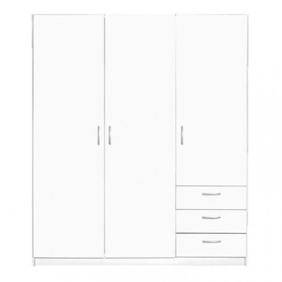 Kledingkast Varia 3-deurs - wit - 175x146x50 cm - Leen Bakker afbeelding 1