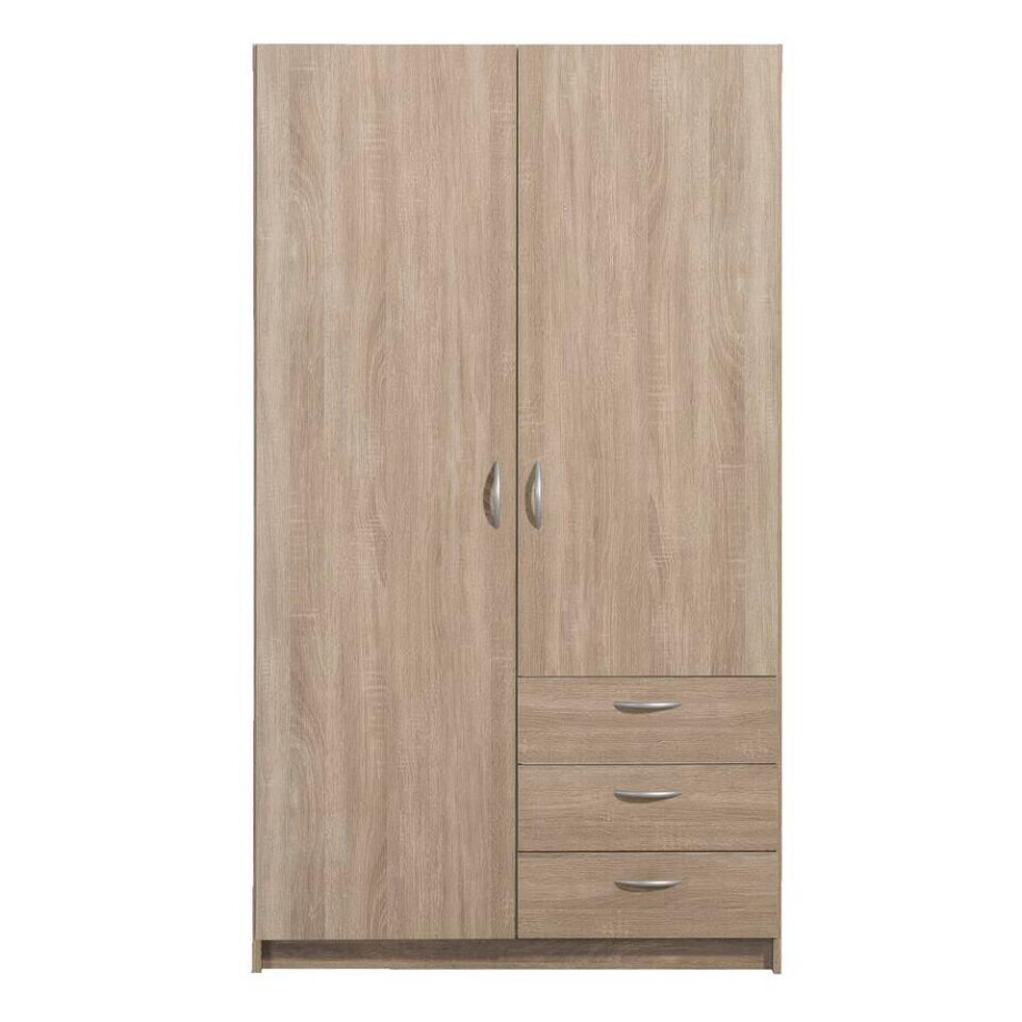Leen Bakker - Kledingkast Varia 2-deurs - Licht Eiken - 175x97x50 Cm - Spaanplaat - Bruin Leen Bakker - Kledingkast Varia 2-deurs - Licht Eiken - 175x97x50 Cm - Spaanplaat - Bruin afbeelding 1
