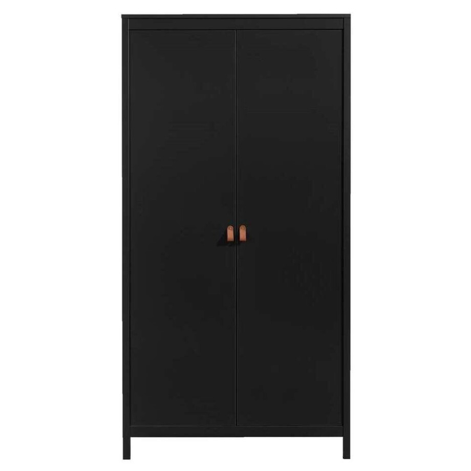 Leen Bakker - Kledingkast Madeira 2-deurs - 199x102x58 Cm - Spaanplaat - Zwart - 102.1x199x58.4 Cm Leen Bakker - Kledingkast Madeira 2-deurs - 199x102x58 Cm - Spaanplaat - Zwart - 102.1x199x58.4 Cm afbeelding 1