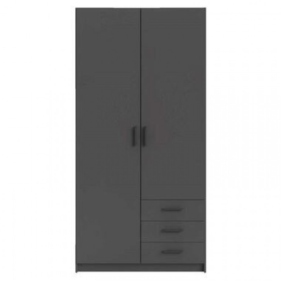 Kledingkast Sprint 2-deurs - antracietkleur - 200x98,5x50 cm - Leen Bakker afbeelding 1