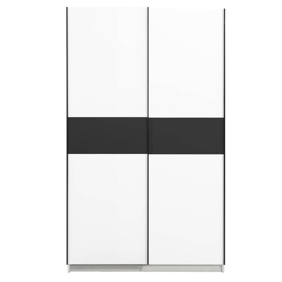 25% korting - Leen Bakker - Schuifdeurkast Genua - /antraciet - 204x122x60 Cm - Spaanplaat - Wit - 60.3x122.4x204 Cm afbeelding 1