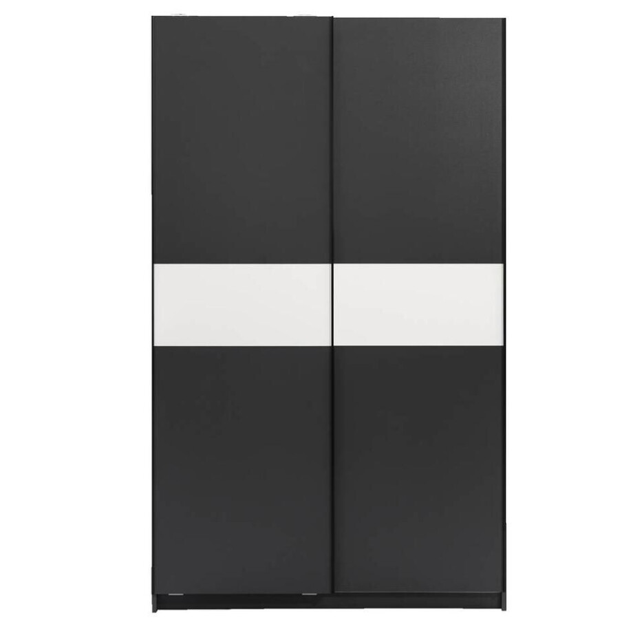 25% korting - Leen Bakker - Schuifdeurkast Genua - Antraciet/wit - 204x122x60 Cm - Spaanplaat - Zwart#Grijs - 60.3x122.4x204 Cm 25% korting - Leen Bakker - Schuifdeurkast Genua - Antraciet/wit - 204x122x60 Cm - Spaanplaat - Zwart#Grijs - 60.3x122.4x204 Cm afbeelding 1