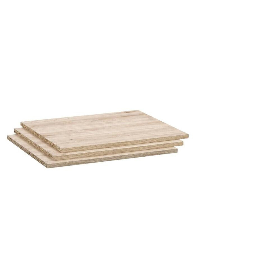 Leen Bakker - Legplankenset Genua (3 Stuks) - Eikenkleur - 59 Cm - Spaanplaat - Beige Leen Bakker - Legplankenset Genua (3 Stuks) - Eikenkleur - 59 Cm - Spaanplaat - Beige afbeelding 1