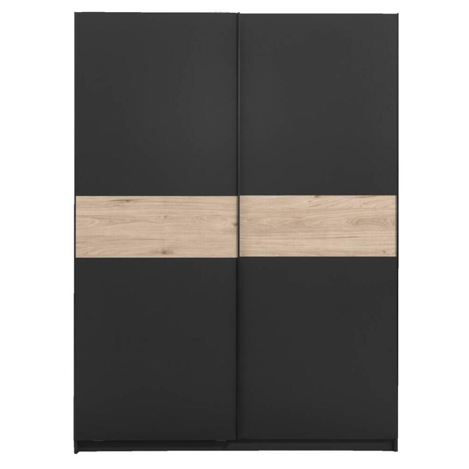 25% korting - Leen Bakker - Schuifdeurkast Genua - Antraciet/eikenkleur - 204x150x60 Cm - Spaanplaat - Grijs#Zwart - 60.3x150.6x204 Cm 25% korting - Leen Bakker - Schuifdeurkast Genua - Antraciet/eikenkleur - 204x150x60 Cm - Spaanplaat - Grijs#Zwart - 60.3x150.6x204 Cm afbeelding 1