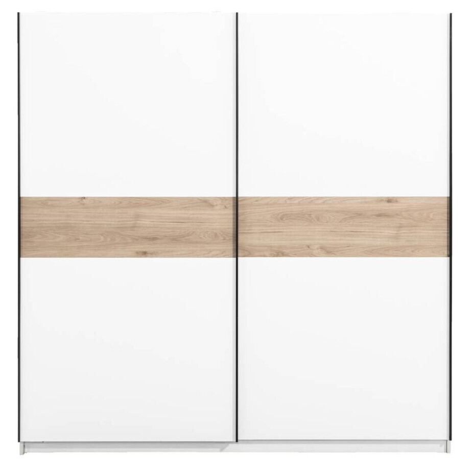 25% korting - Leen Bakker - Schuifdeurkast Genua - /eikenkleur - 204x200x60 Cm - Spaanplaat - Wit - 60.3x200.2x204 Cm 25% korting - Leen Bakker - Schuifdeurkast Genua - /eikenkleur - 204x200x60 Cm - Spaanplaat - Wit - 60.3x200.2x204 Cm afbeelding 1