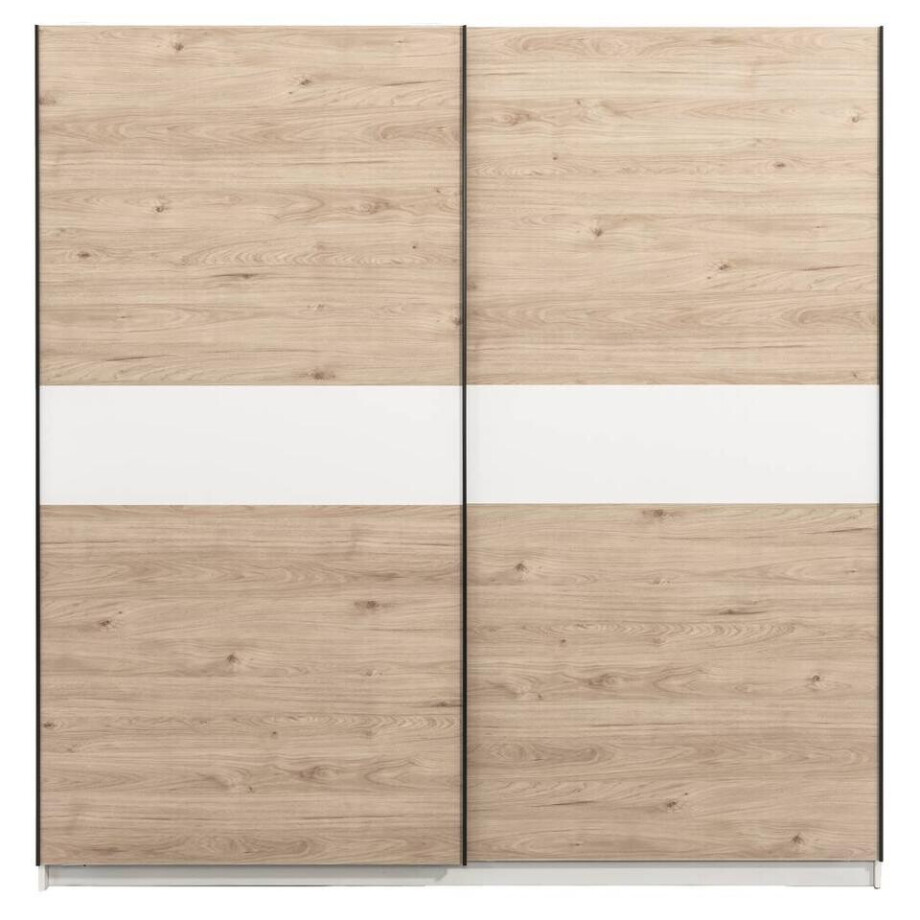 25% korting - Leen Bakker - Schuifdeurkast Genua - Eikenkleur/wit - 204x200x60 Cm - Spaanplaat - Bruin - 60.3x200.2x204 Cm 25% korting - Leen Bakker - Schuifdeurkast Genua - Eikenkleur/wit - 204x200x60 Cm - Spaanplaat - Bruin - 60.3x200.2x204 Cm afbeelding 1