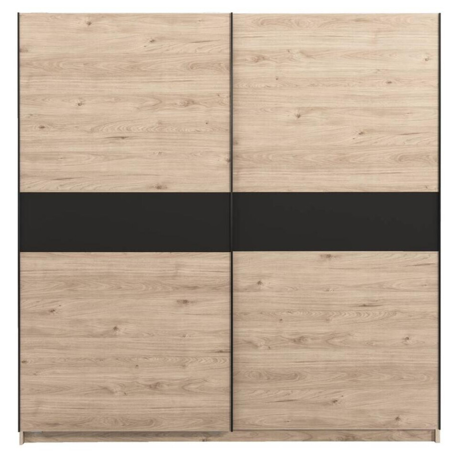 25% korting - Leen Bakker - Schuifdeurkast Genua - Eikenkleur/antraciet - 204x200x60 Cm - Spaanplaat - Bruin - 60.3x200.2x204 Cm 25% korting - Leen Bakker - Schuifdeurkast Genua - Eikenkleur/antraciet - 204x200x60 Cm - Spaanplaat - Bruin - 60.3x200.2x204 Cm afbeelding 1