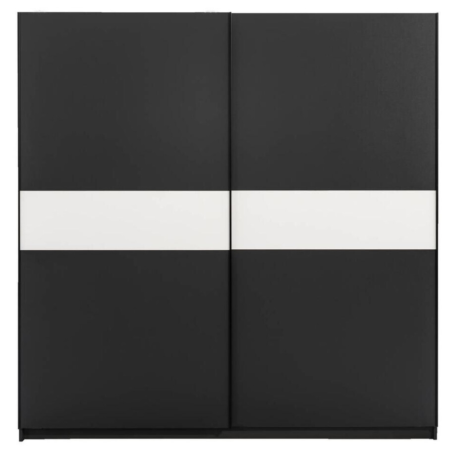 25% korting - Leen Bakker - Schuifdeurkast Genua - Antraciet/wit - 204x200x60 Cm - Spaanplaat - Zwart#Grijs - 60.3x200.2x204 Cm afbeelding 1