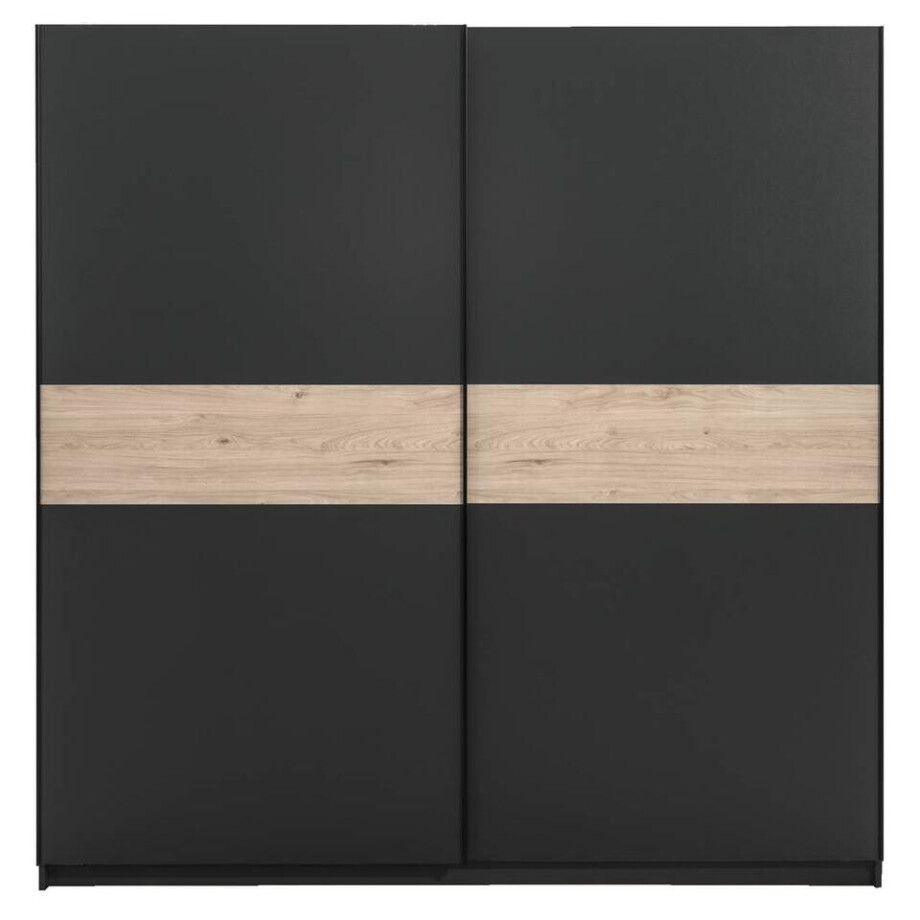 25% korting - Leen Bakker - Schuifdeurkast Genua - Antraciet/eikenkleur - 204x200x60 Cm - Spaanplaat - Zwart#Grijs - 60.3x200.2x204 Cm 25% korting - Leen Bakker - Schuifdeurkast Genua - Antraciet/eikenkleur - 204x200x60 Cm - Spaanplaat - Zwart#Grijs - 60.3x200.2x204 Cm afbeelding 1