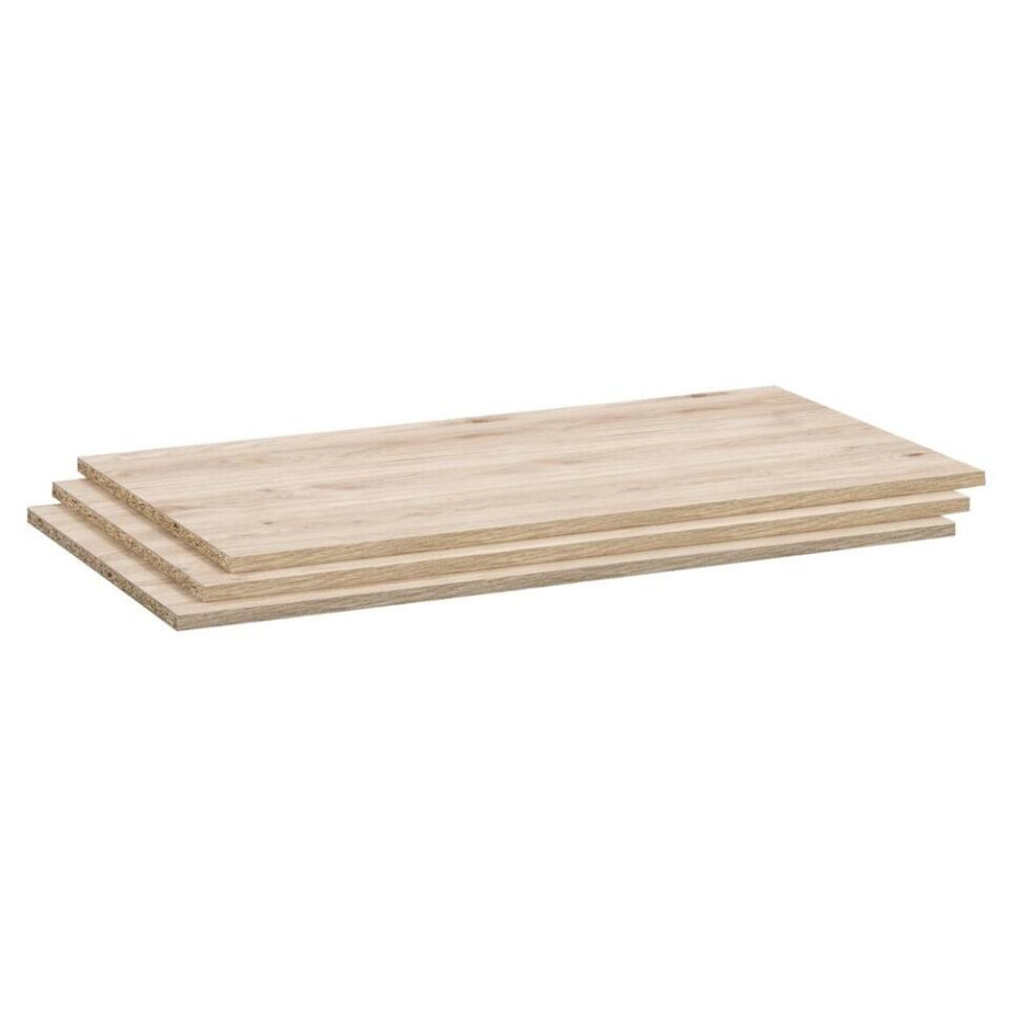 Leen Bakker - Legplankenset Genua (3 Stuks) - Eikenkleur - 98 Cm - Spaanplaat - Beige Leen Bakker - Legplankenset Genua (3 Stuks) - Eikenkleur - 98 Cm - Spaanplaat - Beige afbeelding 1
