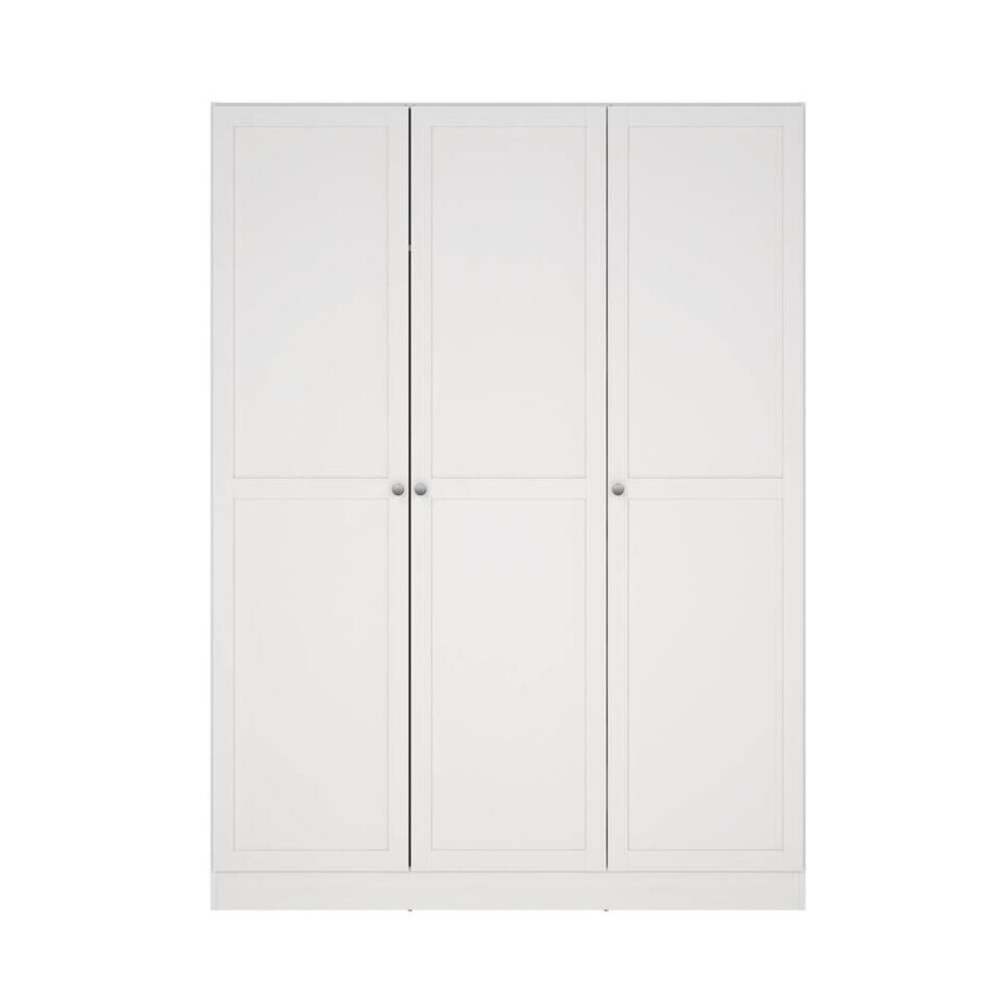 Leen Bakker - Kledingkast Lynn 3-deurs - 200x147x62 Cm - Spaanplaat - Wit Leen Bakker - Kledingkast Lynn 3-deurs - 200x147x62 Cm - Spaanplaat - Wit afbeelding 1