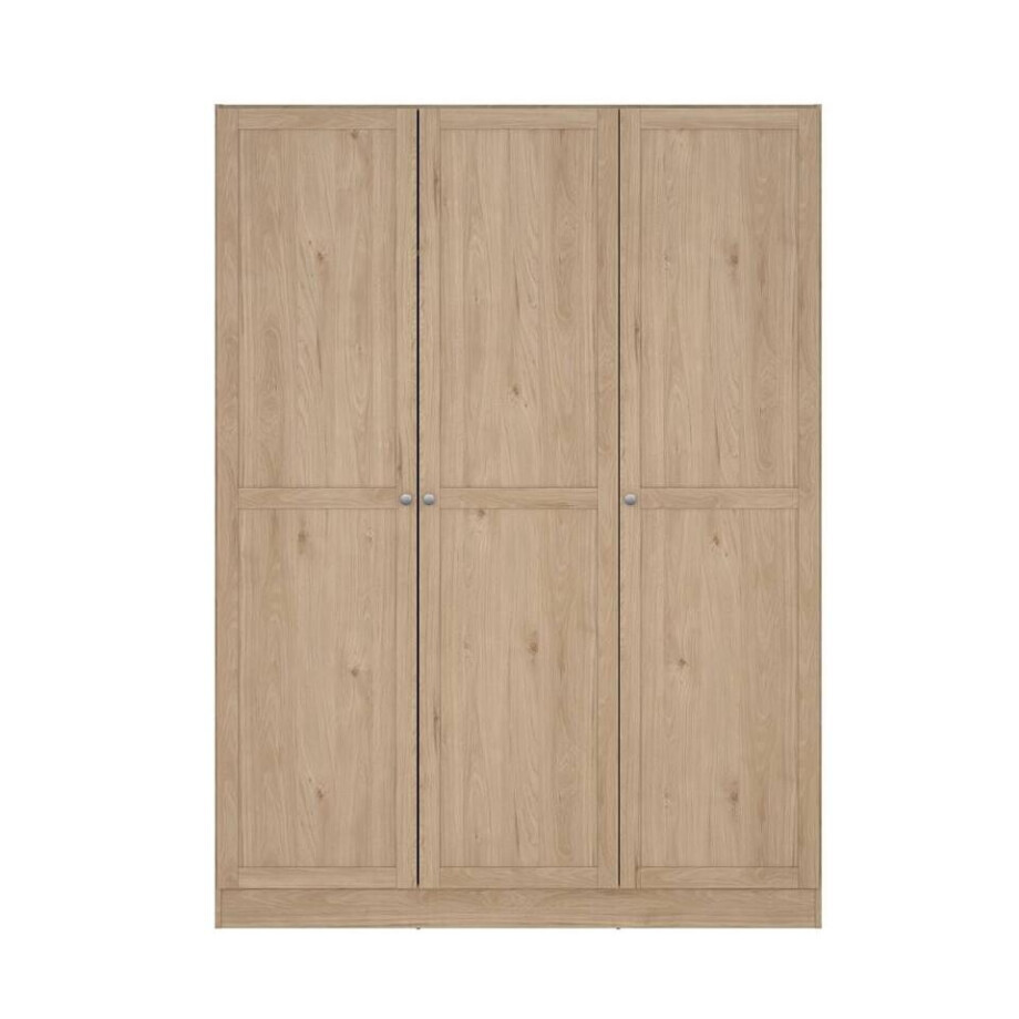 Leen Bakker - Kledingkast Lynn 3-deurs - Eikenkleur - 200x147x62 Cm - Spaanplaat - Bruin afbeelding 1