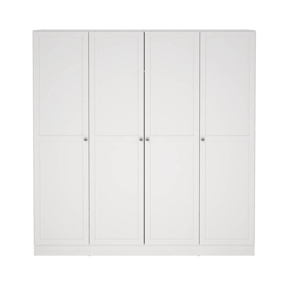Leen Bakker - Kledingkast Lynn 4-deurs - 200x196x62 Cm - Spaanplaat - Wit - 195.5x200.1x61.7 Cm Leen Bakker - Kledingkast Lynn 4-deurs - 200x196x62 Cm - Spaanplaat - Wit - 195.5x200.1x61.7 Cm afbeelding 1