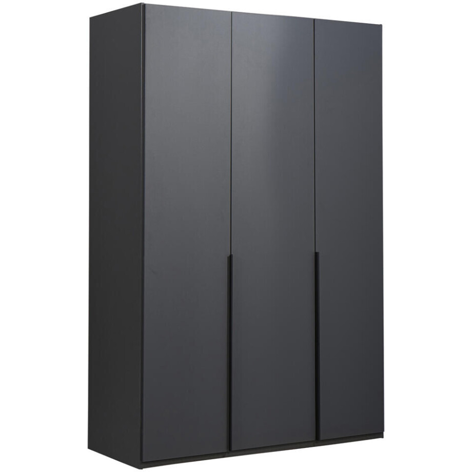 Leen Bakker - Kledingkast Milaan 3-deurs- Grafiet - 208x135x58 Cm - Spaanplaat - Zwart#Grijs Leen Bakker - Kledingkast Milaan 3-deurs- Grafiet - 208x135x58 Cm - Spaanplaat - Zwart#Grijs afbeelding 1
