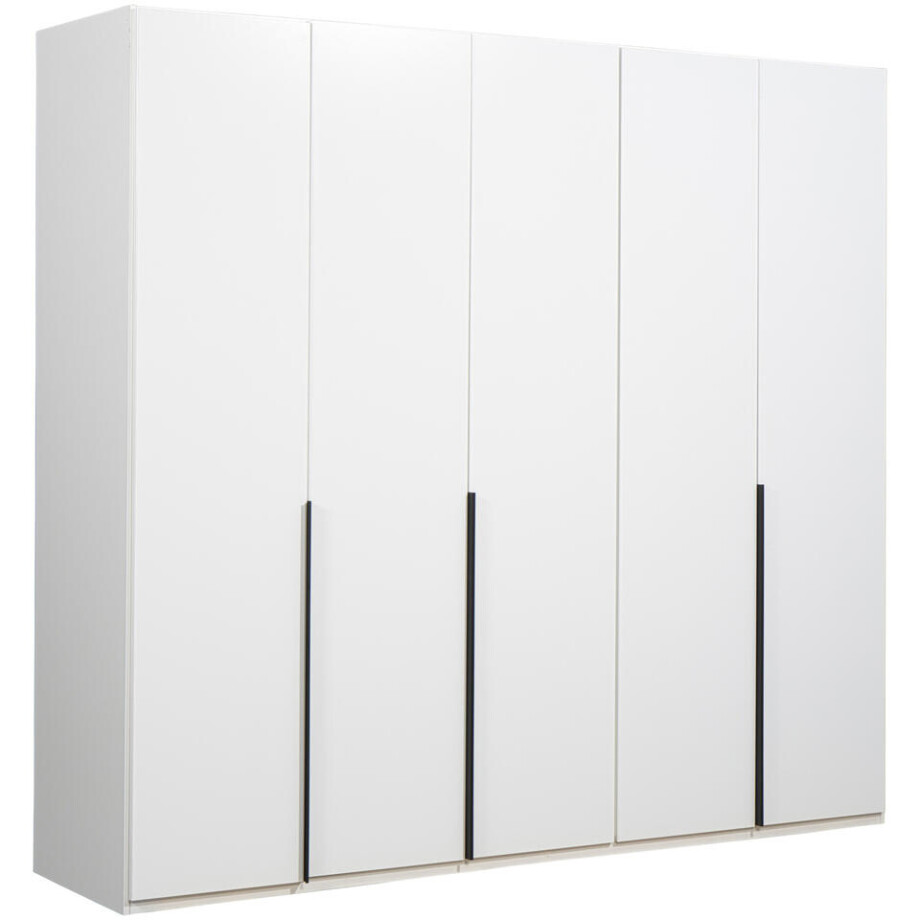 Leen Bakker - Kledingkast Milaan 5-deurs - 208x225x58 Cm - Spaanplaat - Wit Leen Bakker - Kledingkast Milaan 5-deurs - 208x225x58 Cm - Spaanplaat - Wit afbeelding 1