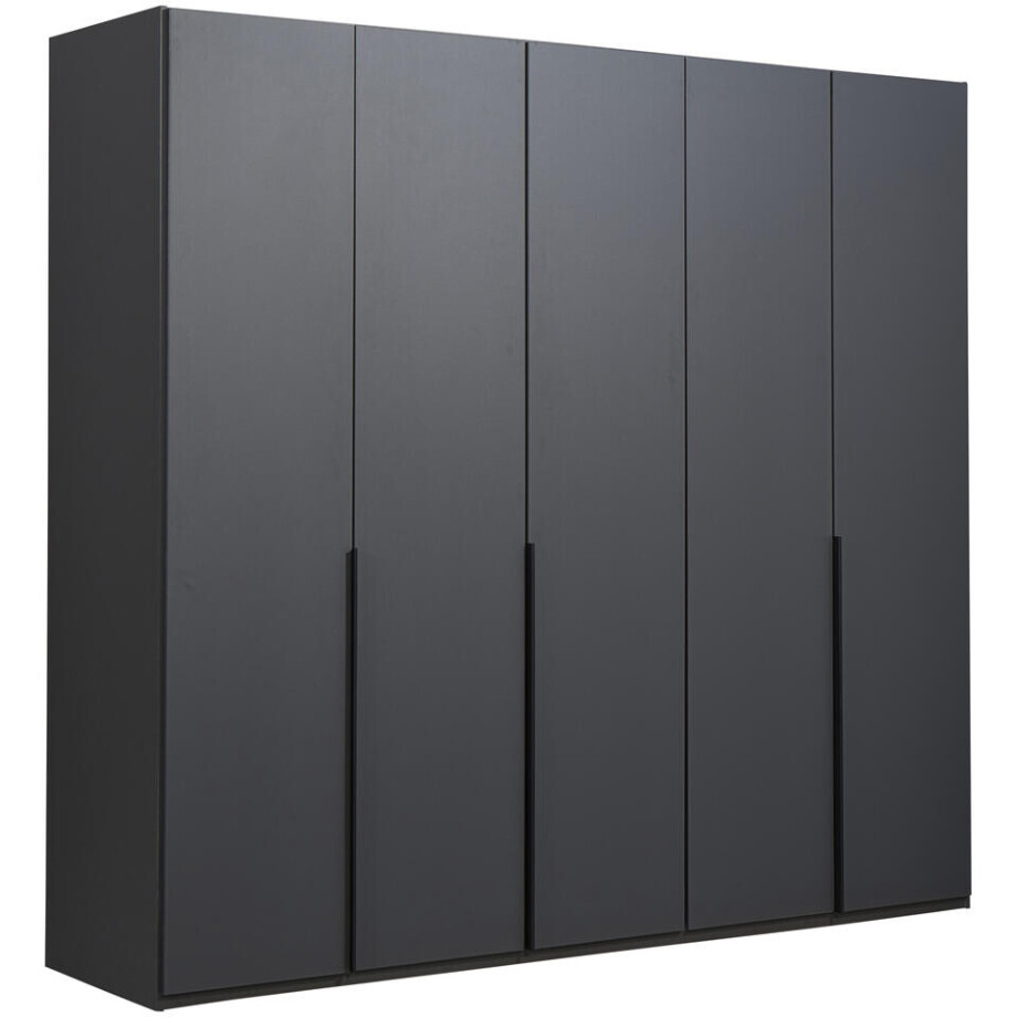 Leen Bakker - Kledingkast Milaan 5-deurs - Grafiet - 208x225x58 Cm - Spaanplaat - Zwart#Grijs Leen Bakker - Kledingkast Milaan 5-deurs - Grafiet - 208x225x58 Cm - Spaanplaat - Zwart#Grijs afbeelding 1