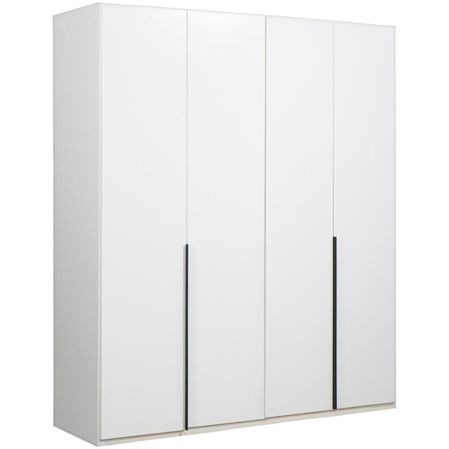 Leen Bakker - Kledingkast Milaan 4-deurs - 236x180x58 Cm - Spaanplaat - Wit Leen Bakker - Kledingkast Milaan 4-deurs - 236x180x58 Cm - Spaanplaat - Wit afbeelding 1