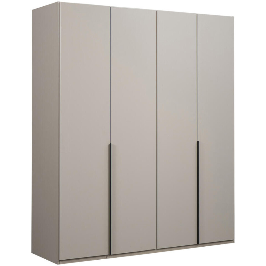 Leen Bakker - Kledingkast Milaan 4-deurs - Kiezel -236x180x58 Cm - Spaanplaat - Beige#Taupe afbeelding 1