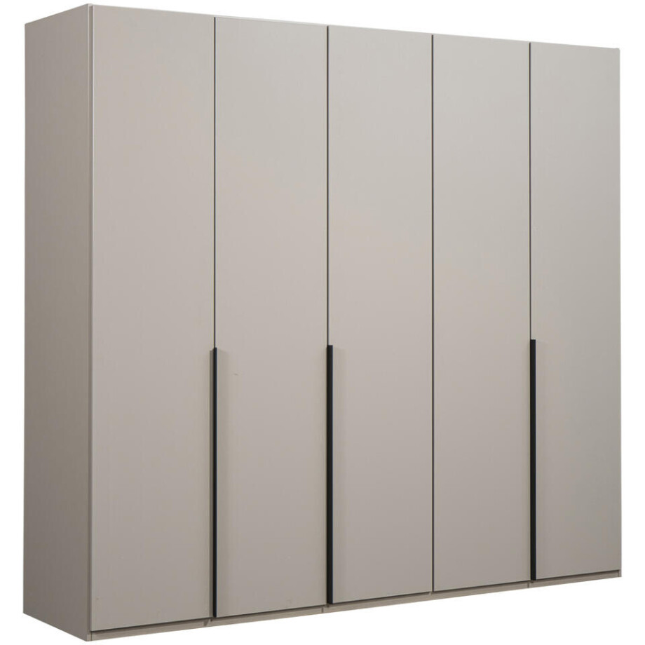 25% korting - Leen Bakker - Kledingkast Milaan 5-deurs - Greige - 236x225x58 Cm - Spaanplaat - Beige afbeelding 1