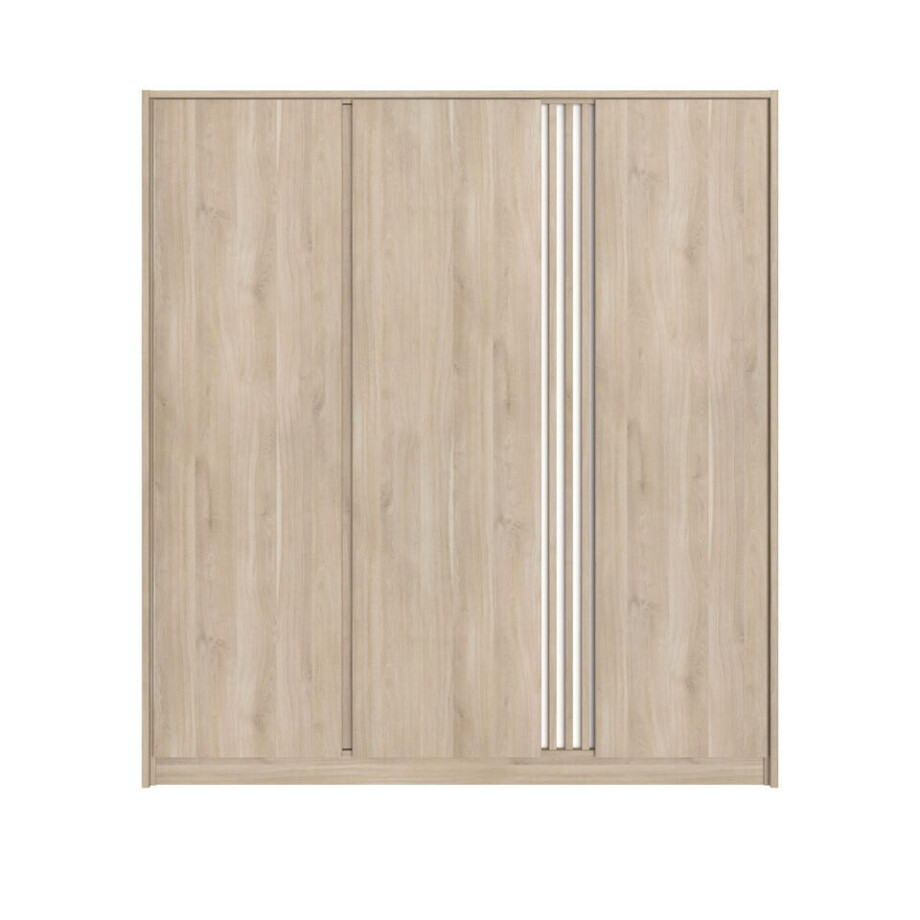 Leen Bakker - Kledingkast Evi 3-deurs - Eikenkleur - 203x185x52 Cm - Spaanplaat - Bruin afbeelding 1