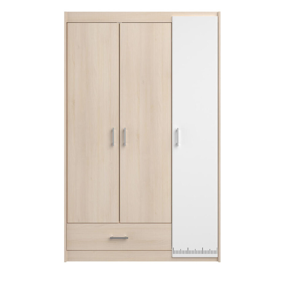 Leen Bakker - Kledingkast Charly 3-deurs - Acaciakleur - 180x112x52 Cm - Spaanplaat - Beige Leen Bakker - Kledingkast Charly 3-deurs - Acaciakleur - 180x112x52 Cm - Spaanplaat - Beige afbeelding 1